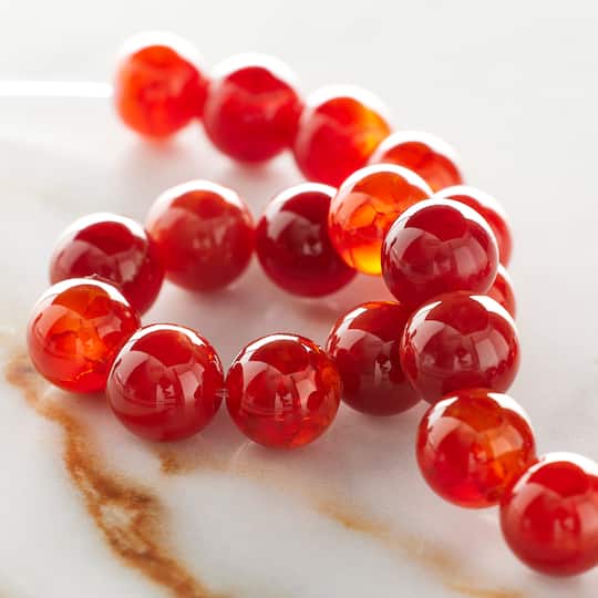 12 Pack: Amber Fire Agate Round Beads, 8mm by Bead Landing™